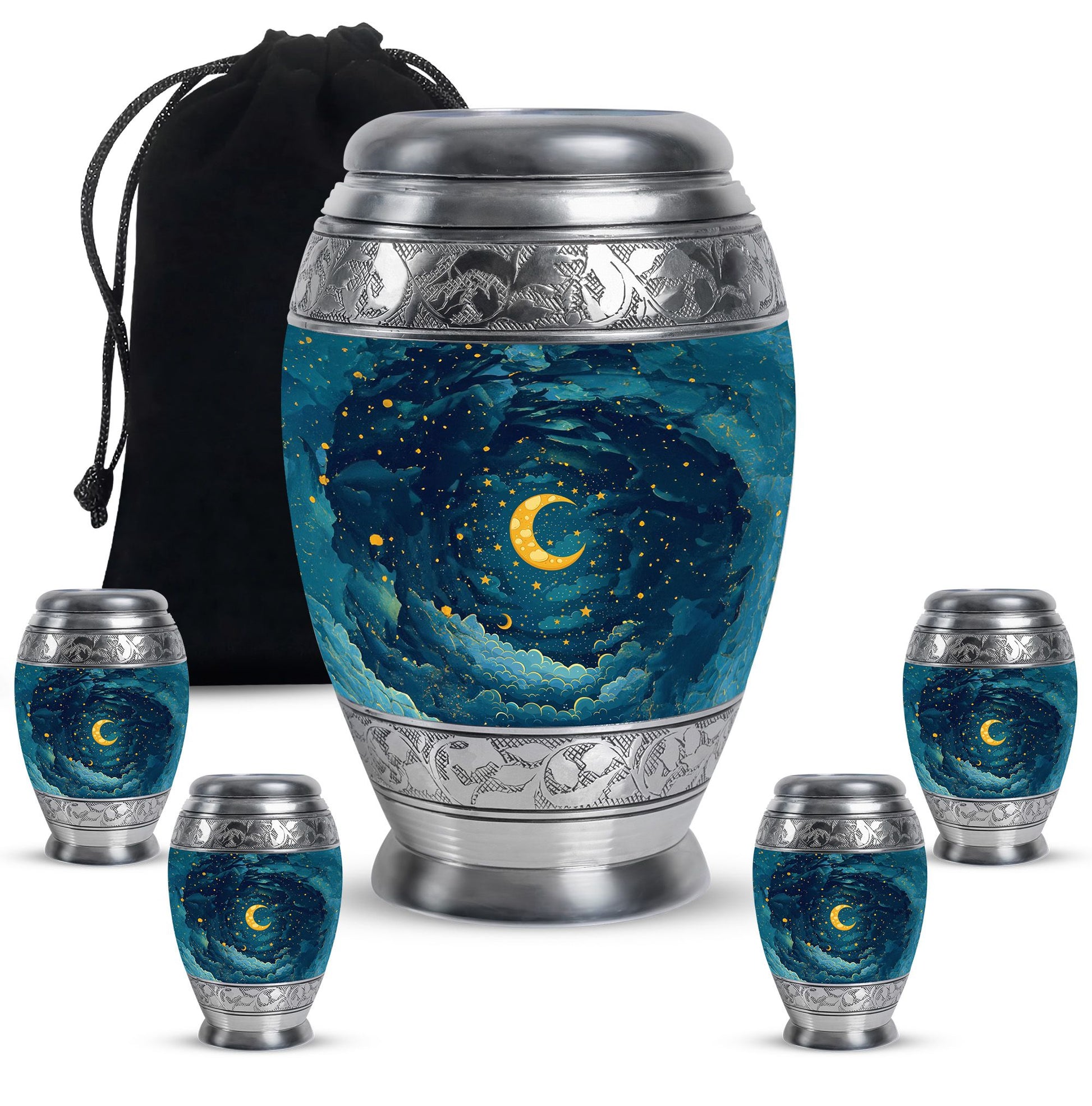 Majestic Moon Theme Large Urn With 4 Keepsake Urn