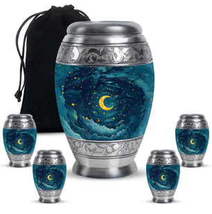 Majestic Moon Theme Large Urn With 4 Keepsake Urn