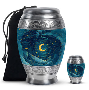 Majestic Moon Theme Large Urn With 1 Keepsake Urn