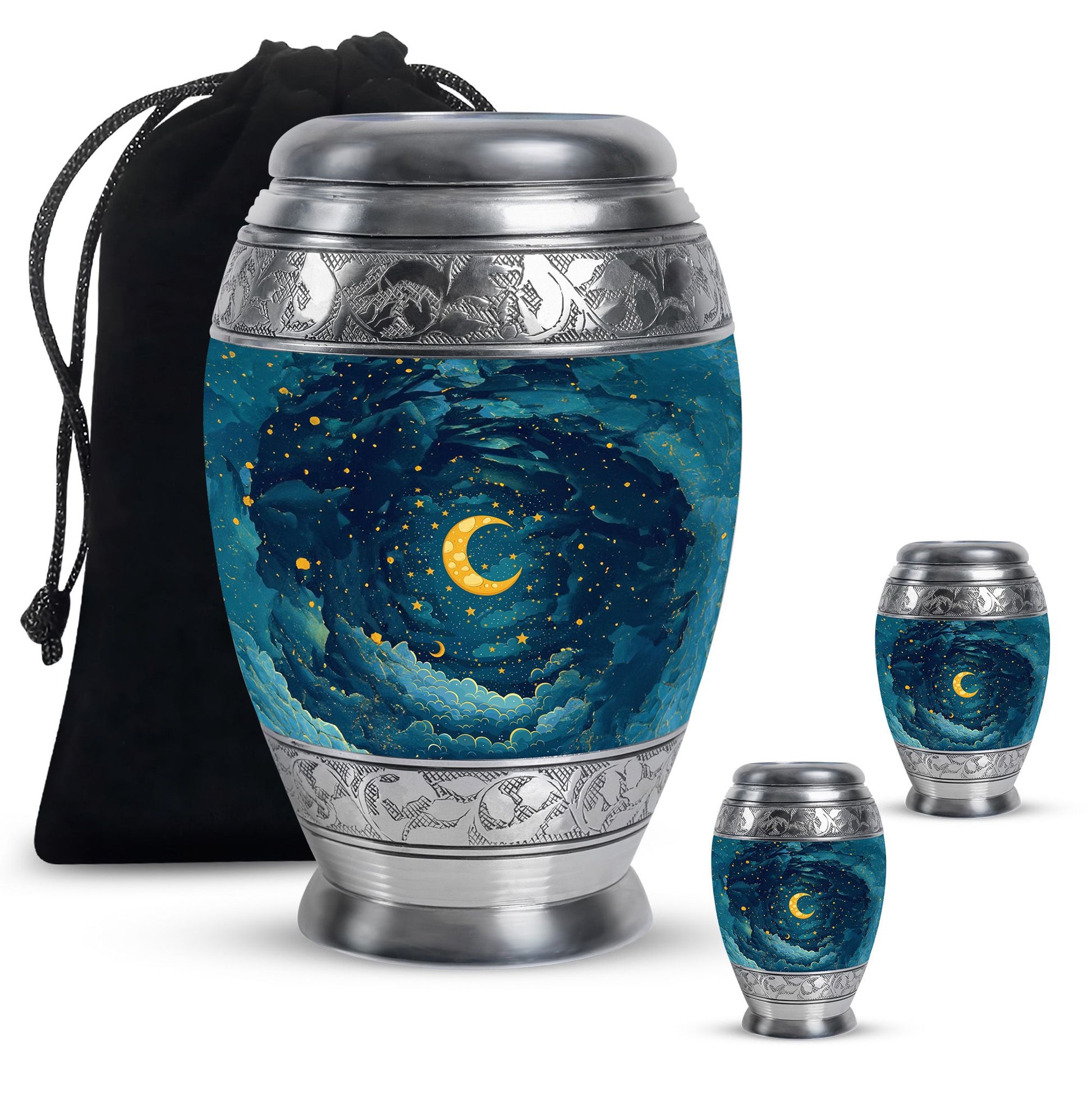 Majestic Moon Theme Large Urn With 2 Keepsake Urn