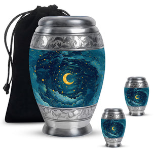 Majestic Moon Theme Large Urn With 2 Keepsake Urn