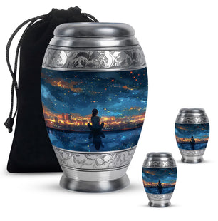 Night Sky Theme Large Urn With 2 Keepsake Urn