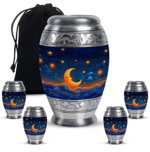 Night Sky Theme Large Urn With 4 Keepsake Urn