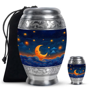 Night Sky Theme Large Urn With 1 Keepsake Urn
