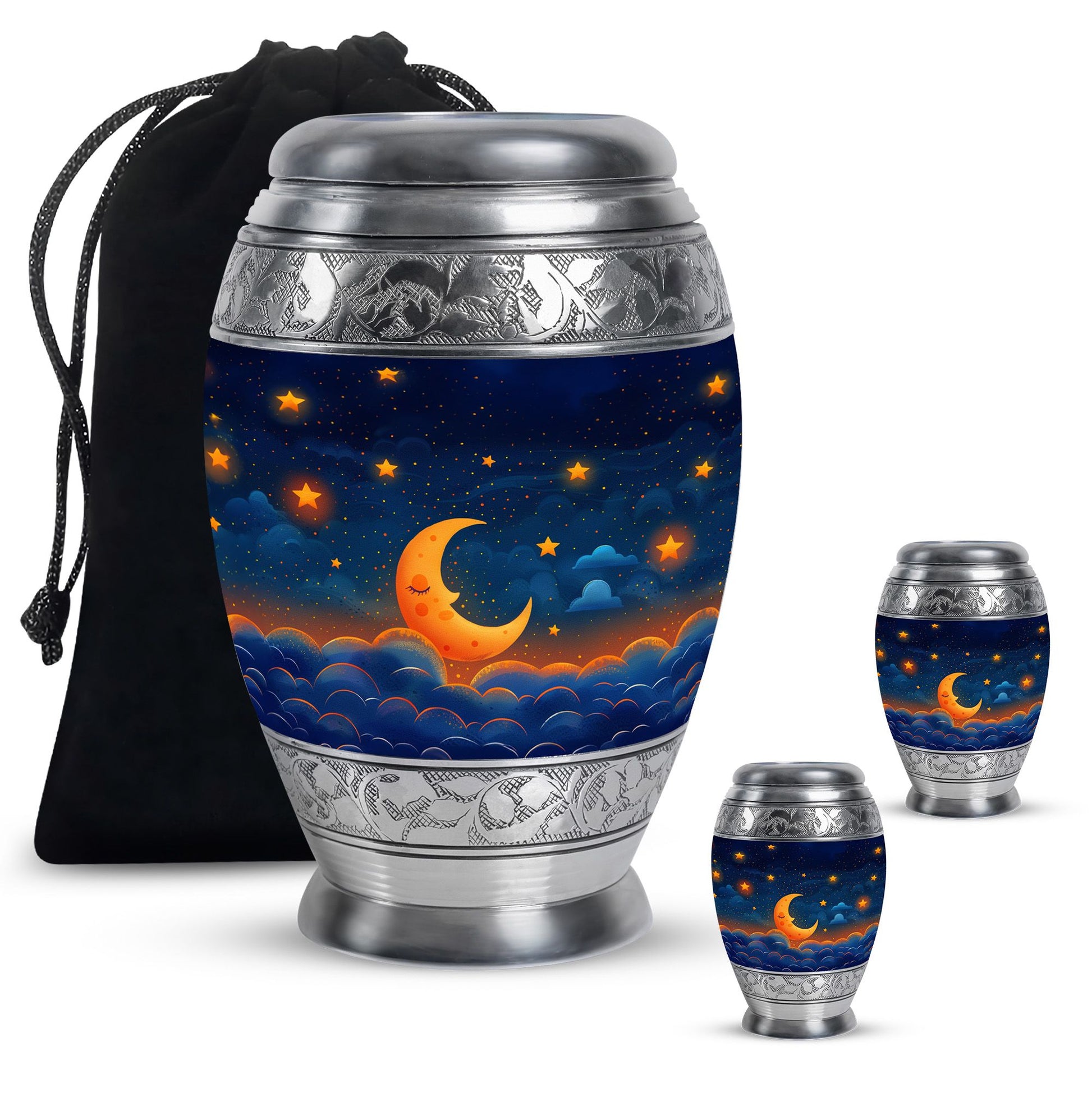 Night Sky Theme Large Urn With 2 Keepsake Urn