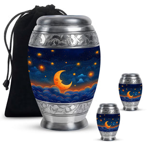 Night Sky Theme Large Urn With 2 Keepsake Urn