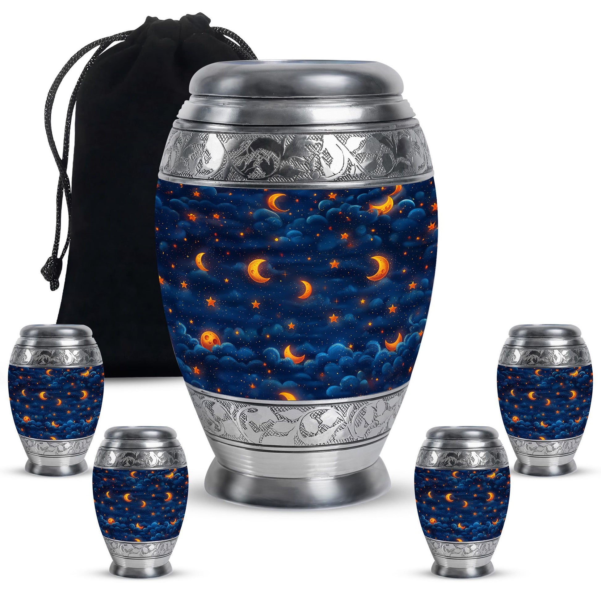 Night Sky Theme Large Urn With 4 Keepsake Urn