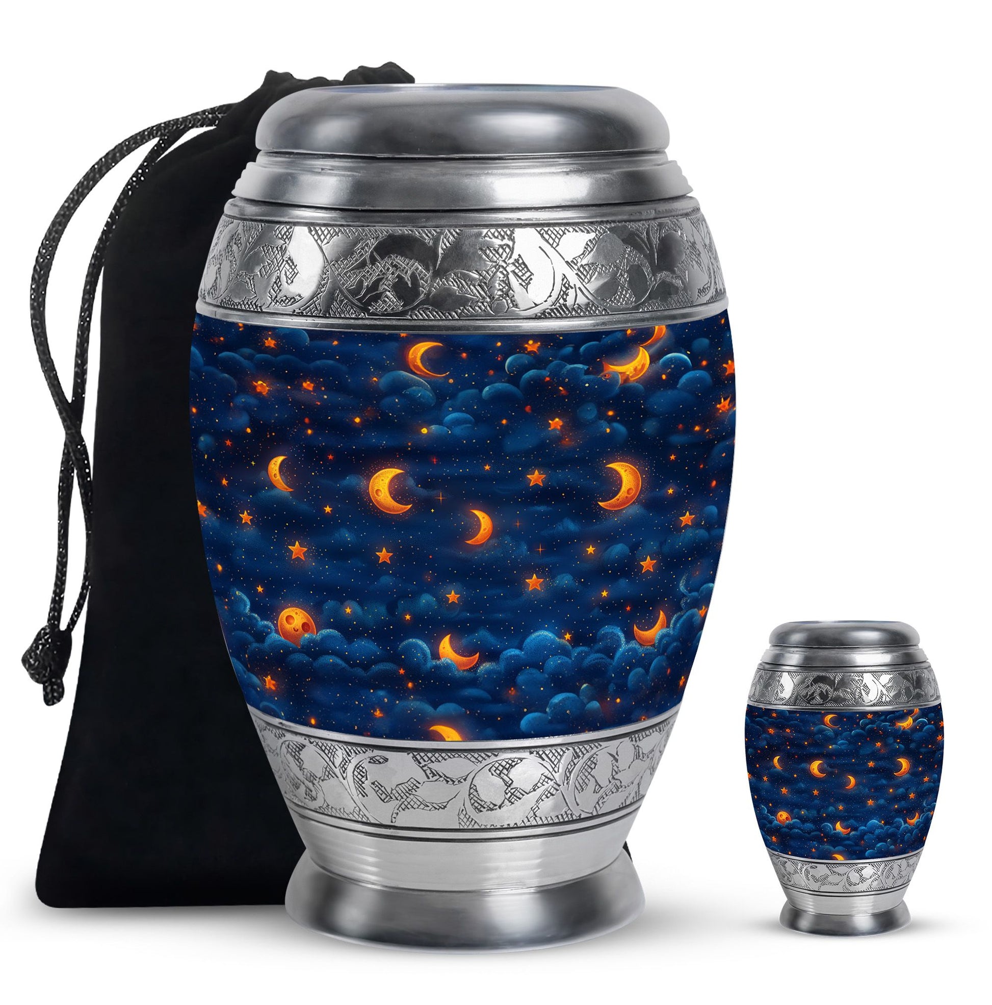 Night Sky Theme Large Urn With 1 Keepsake Urn