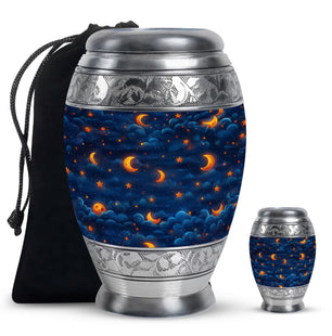 Night Sky Theme Large Urn With 1 Keepsake Urn