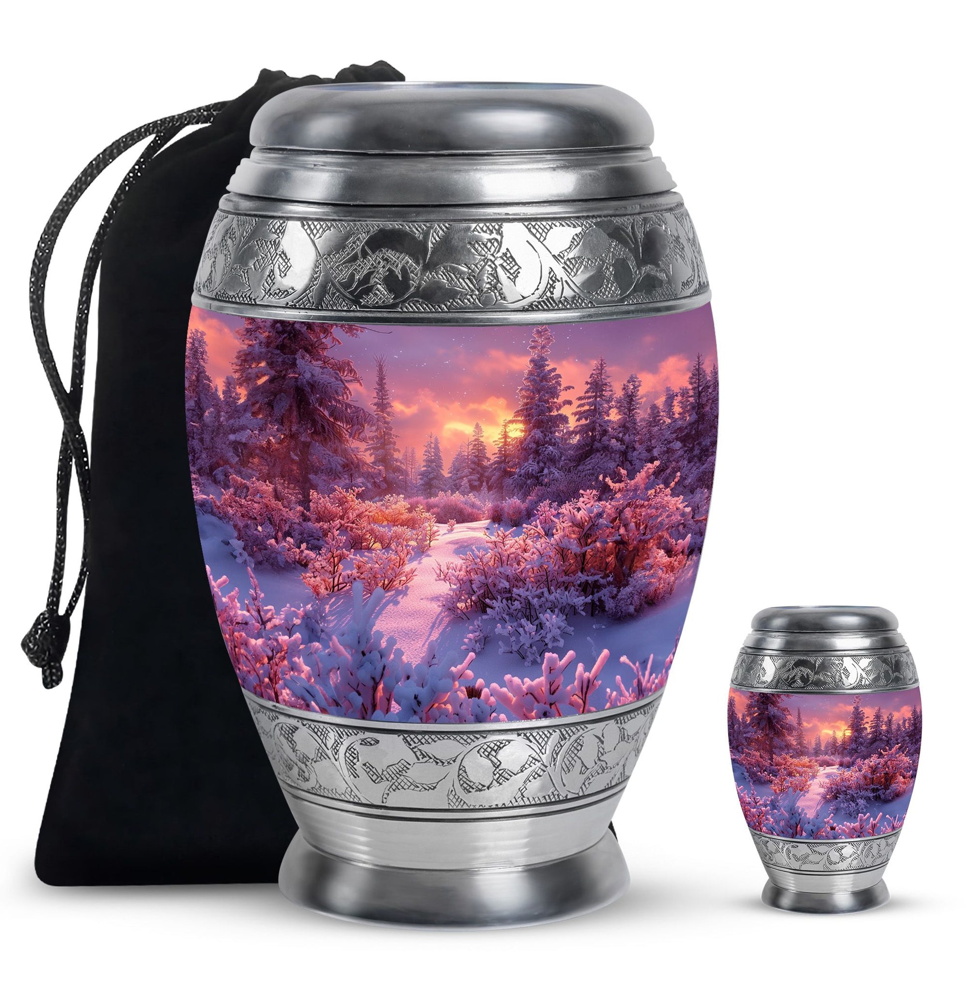 Majestic Sky Theme Large Urn With 1 Keepsake Urn