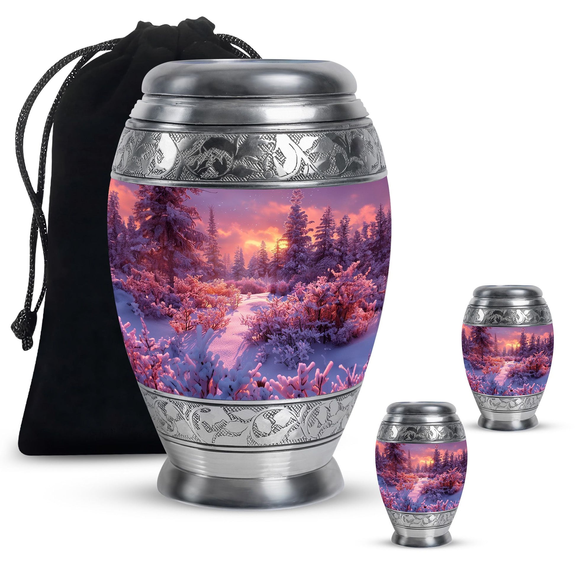 Majestic Sky Theme Large Urn With 2 Keepsake Urn