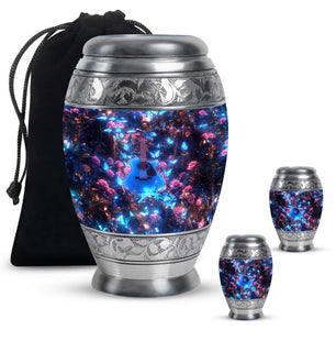 Guitar Theme Large Urn With 2 Keepsake Urn