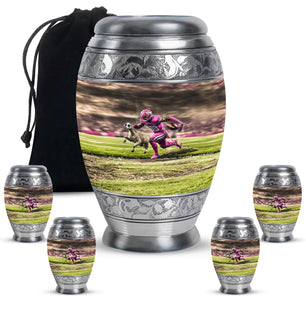 Football Theme Large Urn With 4 Keepsake Urn