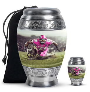 Football Theme Large Urn With 1 Keepsake Urn