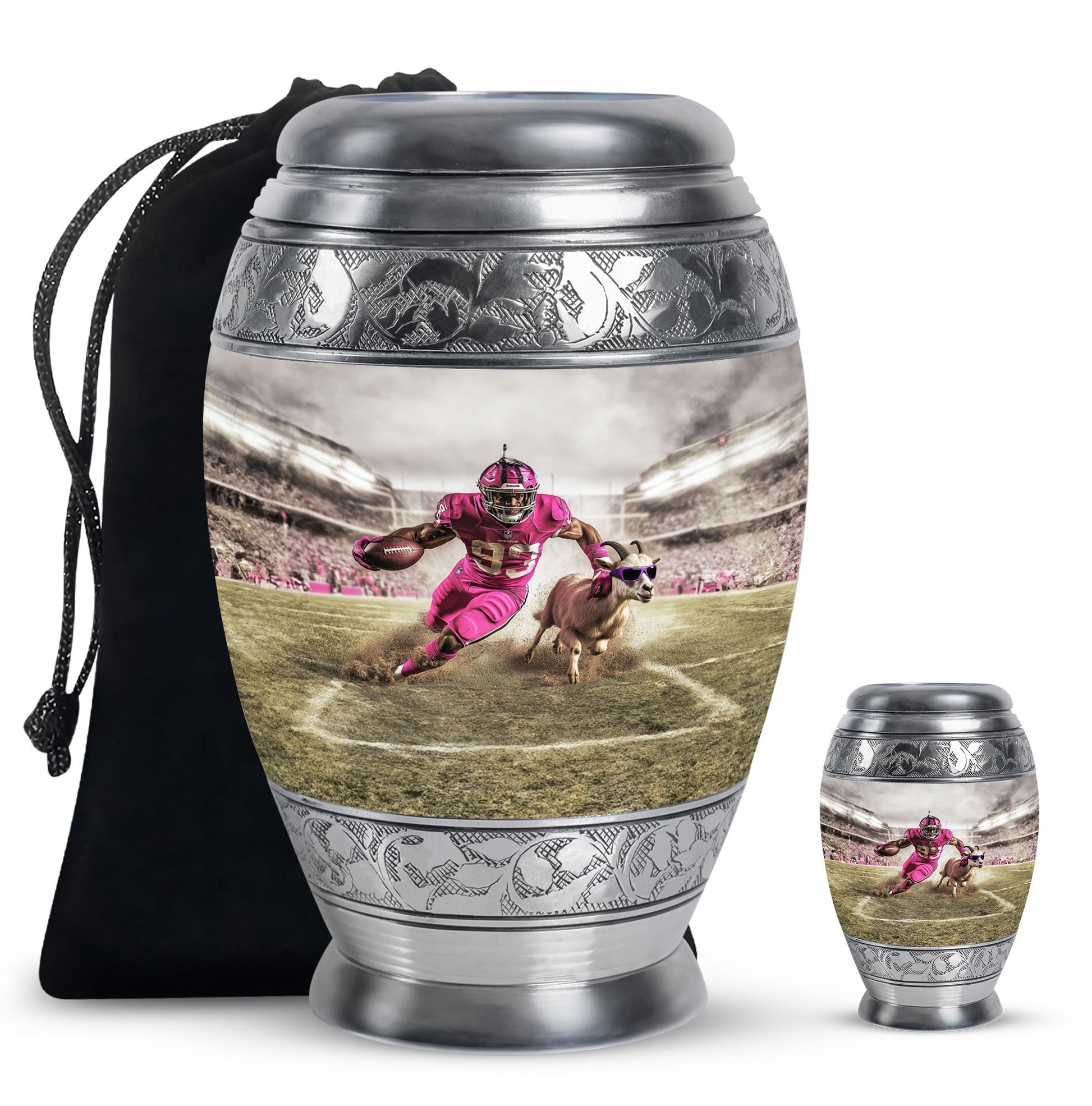 Football Theme Large Urn With 1 Keepsake Urn