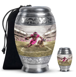 Football Theme Large Urn With 1 Keepsake Urn