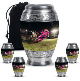 Football Theme Large Urn With 4 Keepsake Urn
