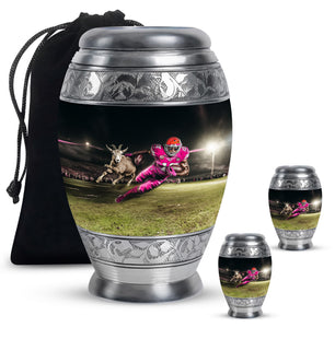 Football Theme Large Urn With 2 Keepsake Urn