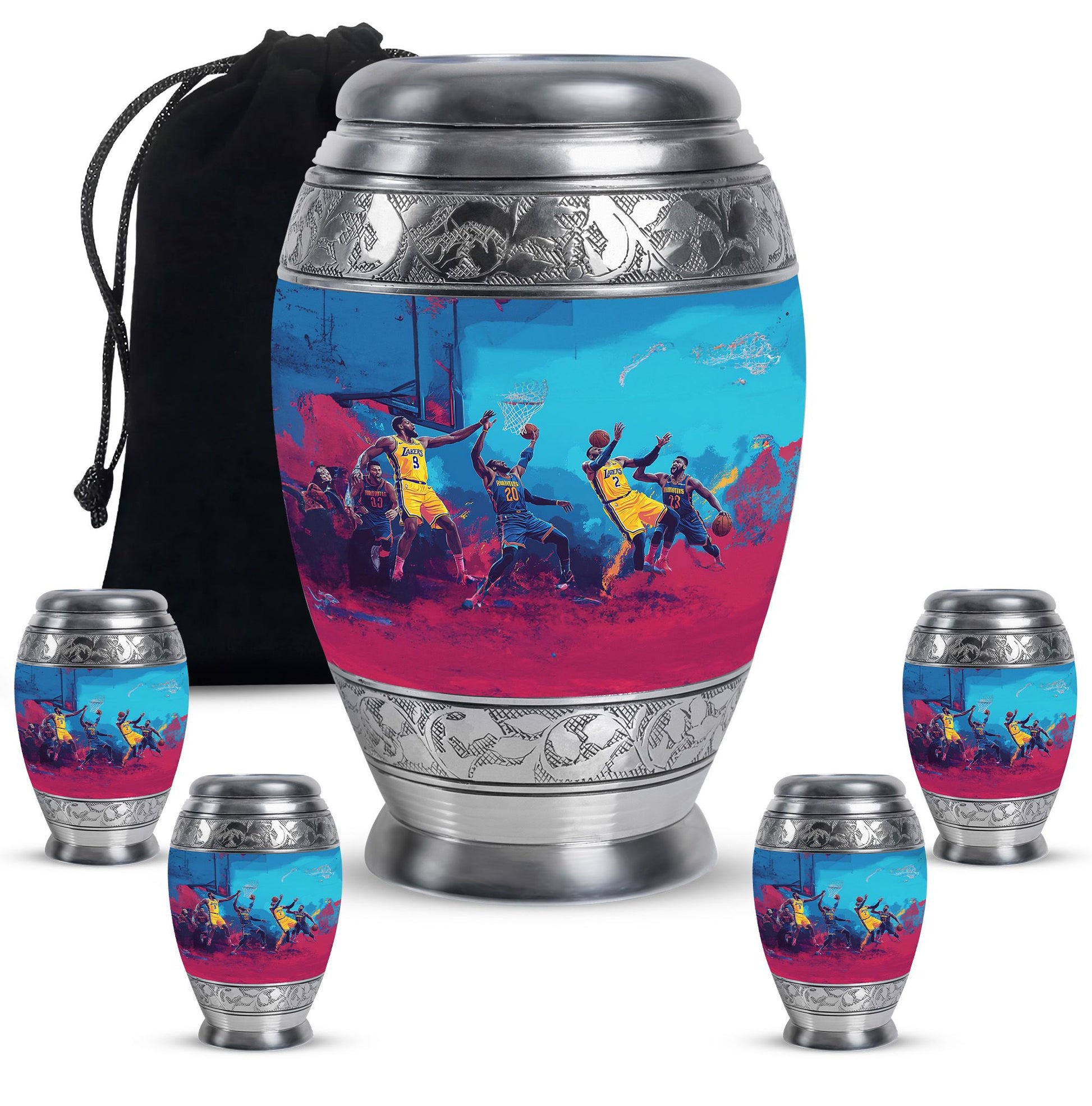 Football Theme Large Urn With 4 Keepsake Urn