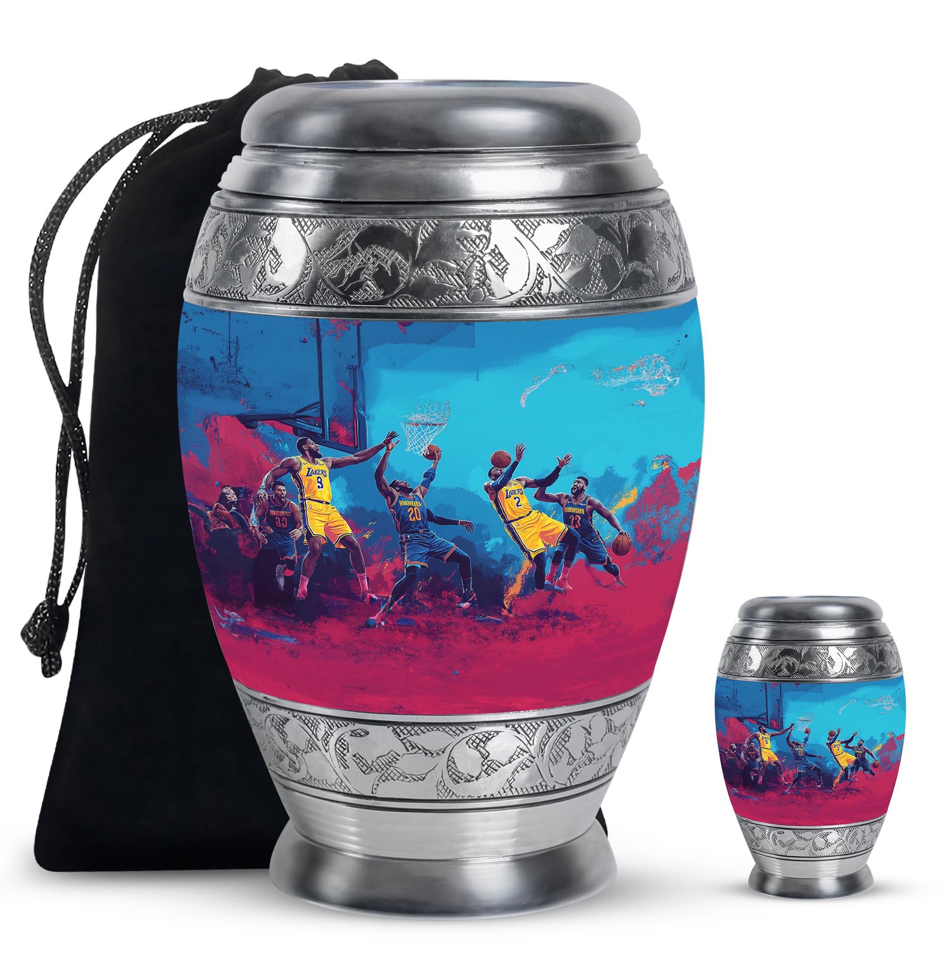 Football Theme Large Urn With 1 Keepsake Urn