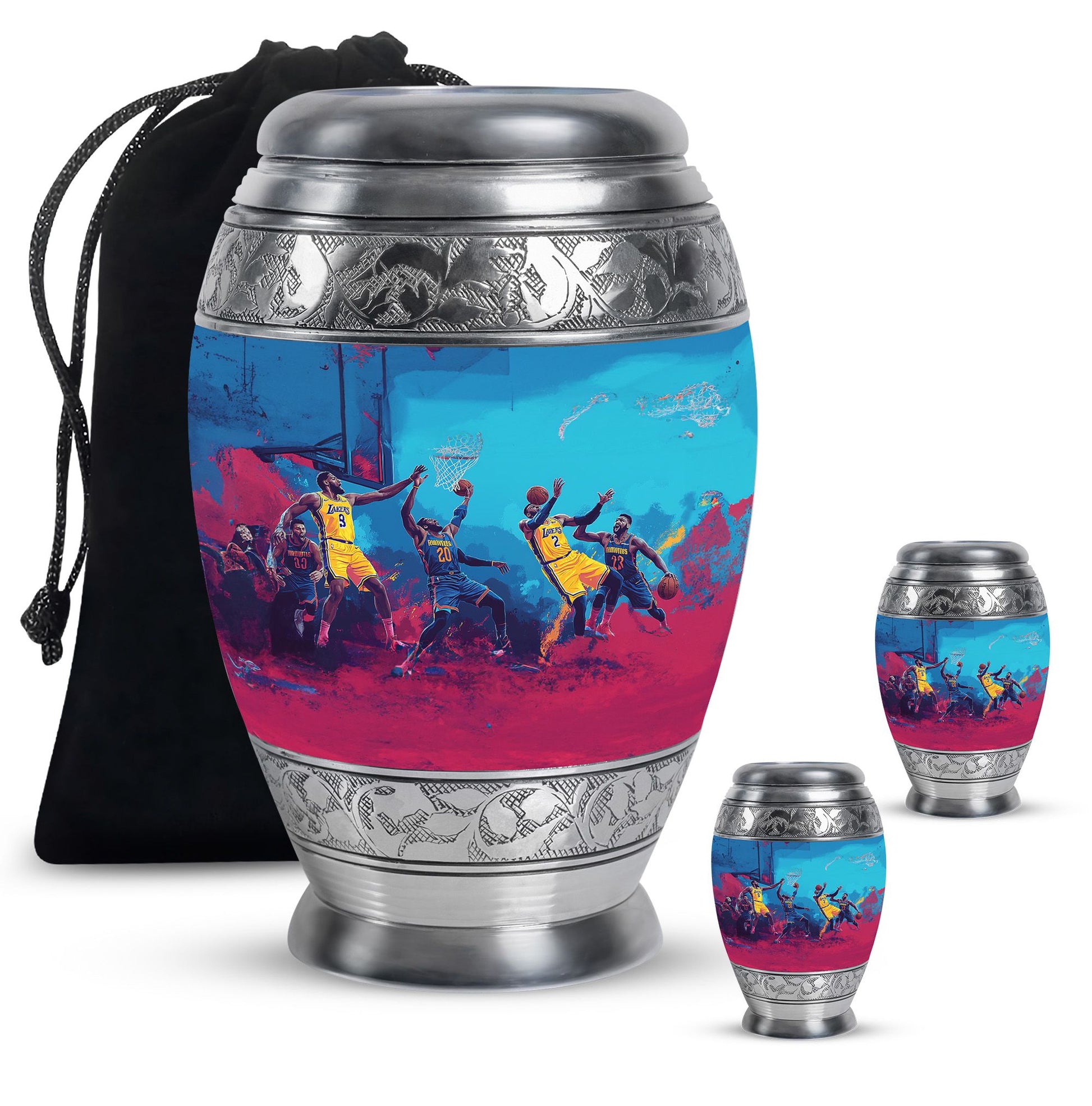 Football Theme Large Urn With 2 Keepsake Urn