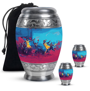 Football Theme Large Urn With 2 Keepsake Urn