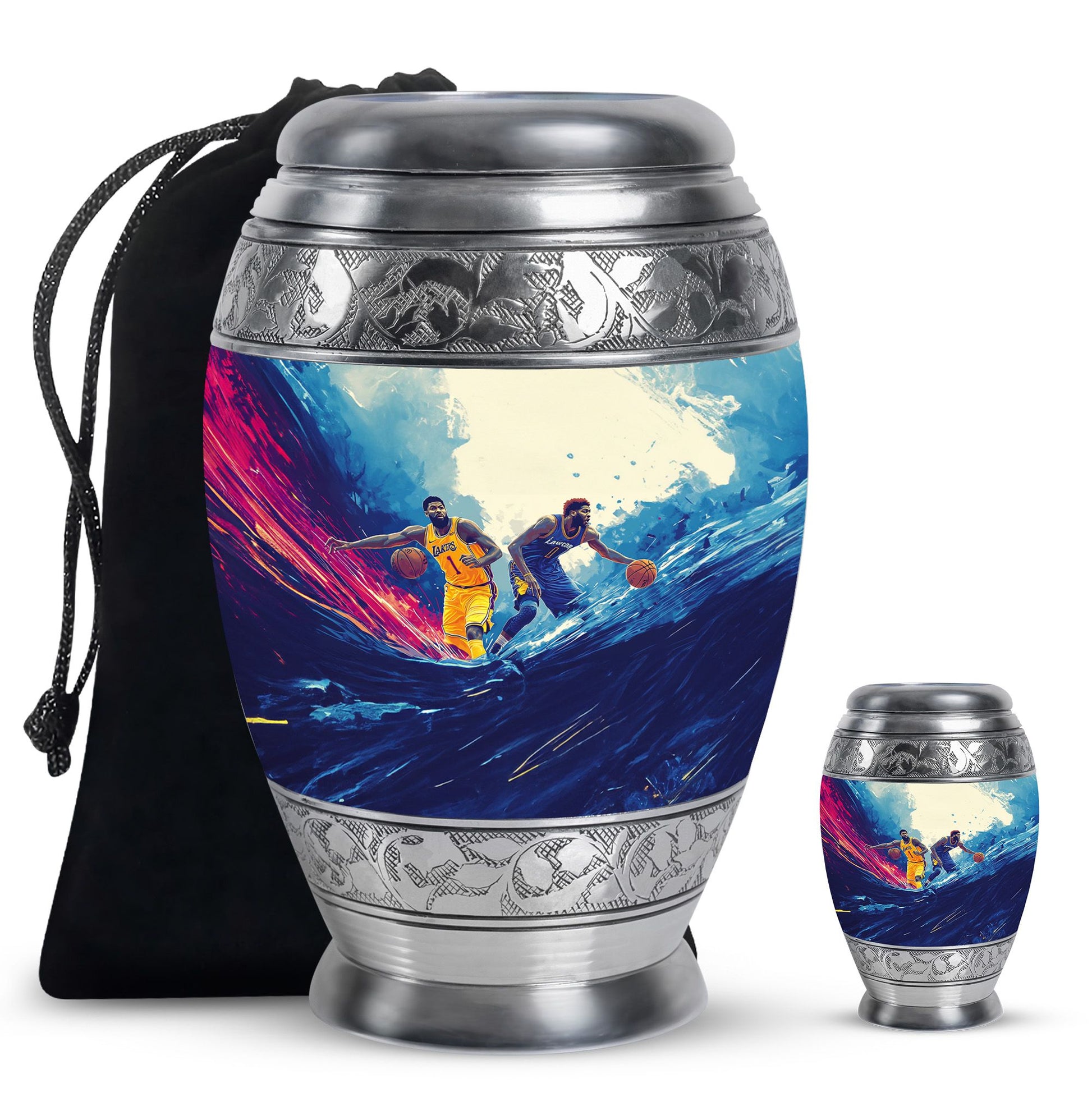 Football Theme Large Urn With 1 Keepsake Urn