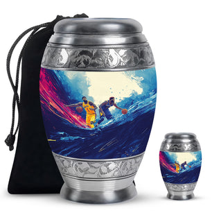 Football Theme Large Urn With 1 Keepsake Urn