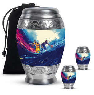 Football Theme Large Urn With 2 Keepsake Urn