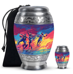 Football Theme Large Urn With 1 Keepsake Urn