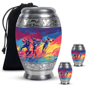 Football Theme Large Urn With 2 Keepsake Urn