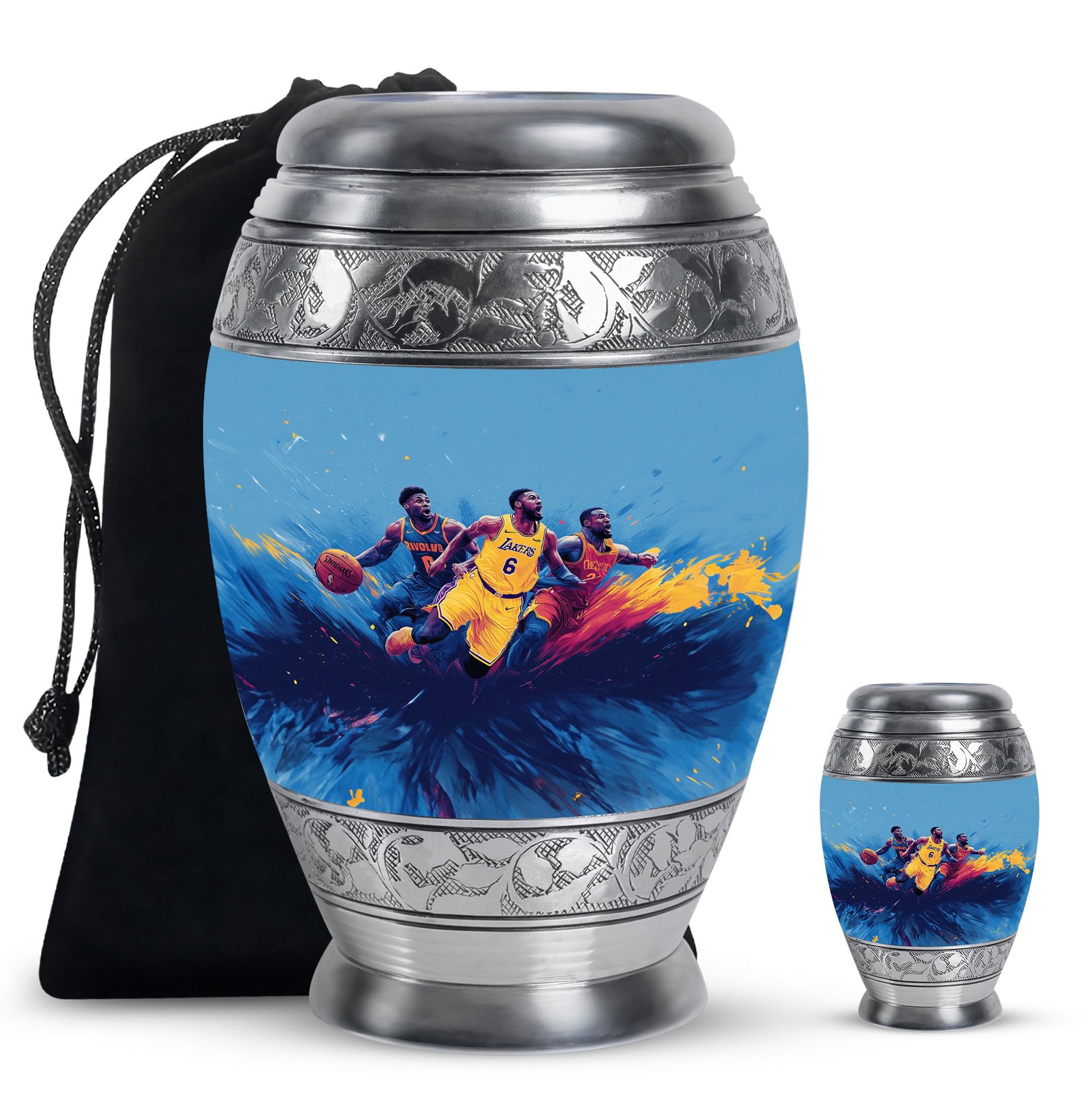 Football Theme Large Urn With 1 Keepsake Urn