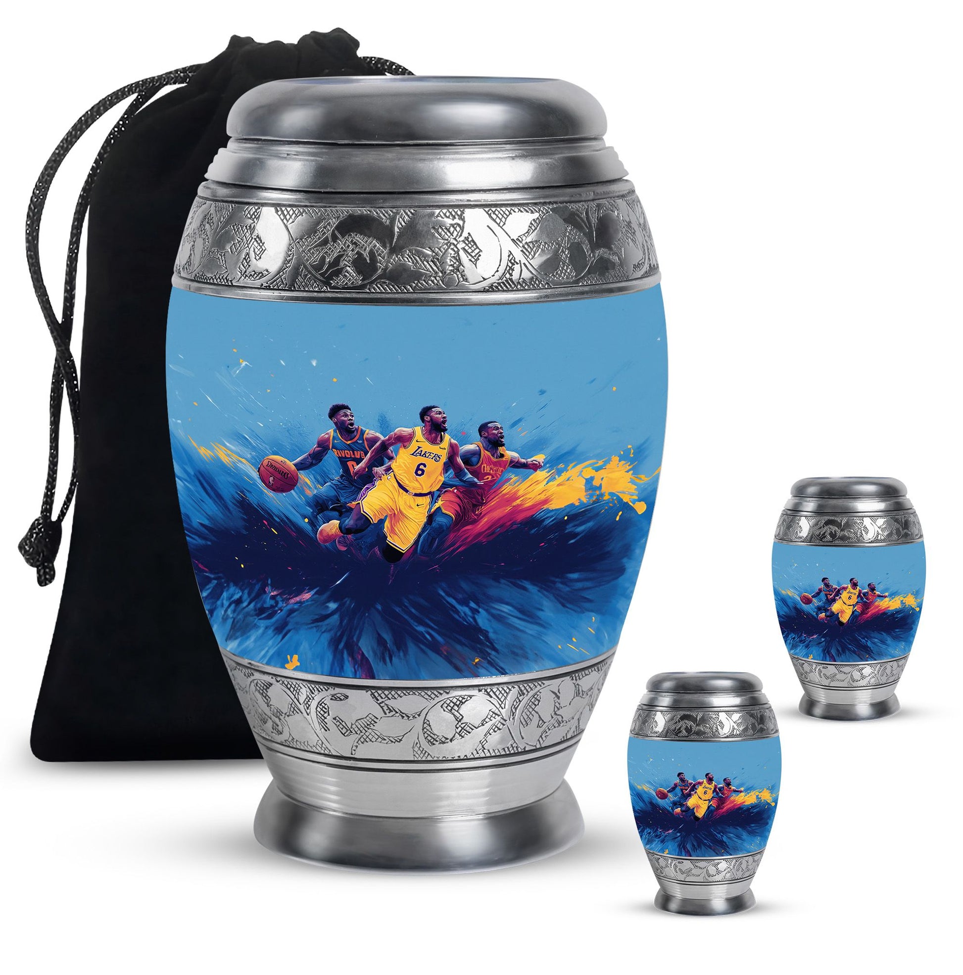 Football Theme Large Urn With 2 Keepsake Urn
