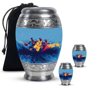 Football Theme Large Urn With 2 Keepsake Urn