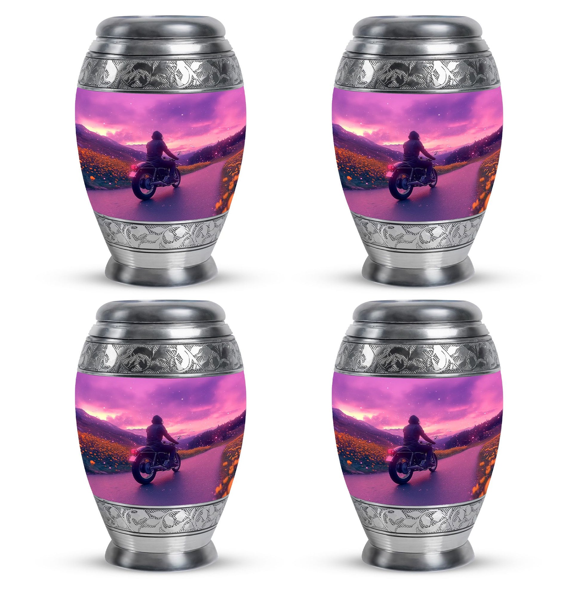 Motorbike Riders Theme 3 Inch Keepsake Pack of 4