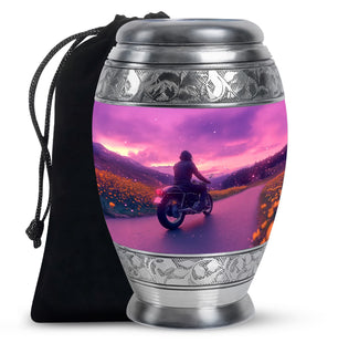 Motorbike Riders Theme Large Urn 10 Inch