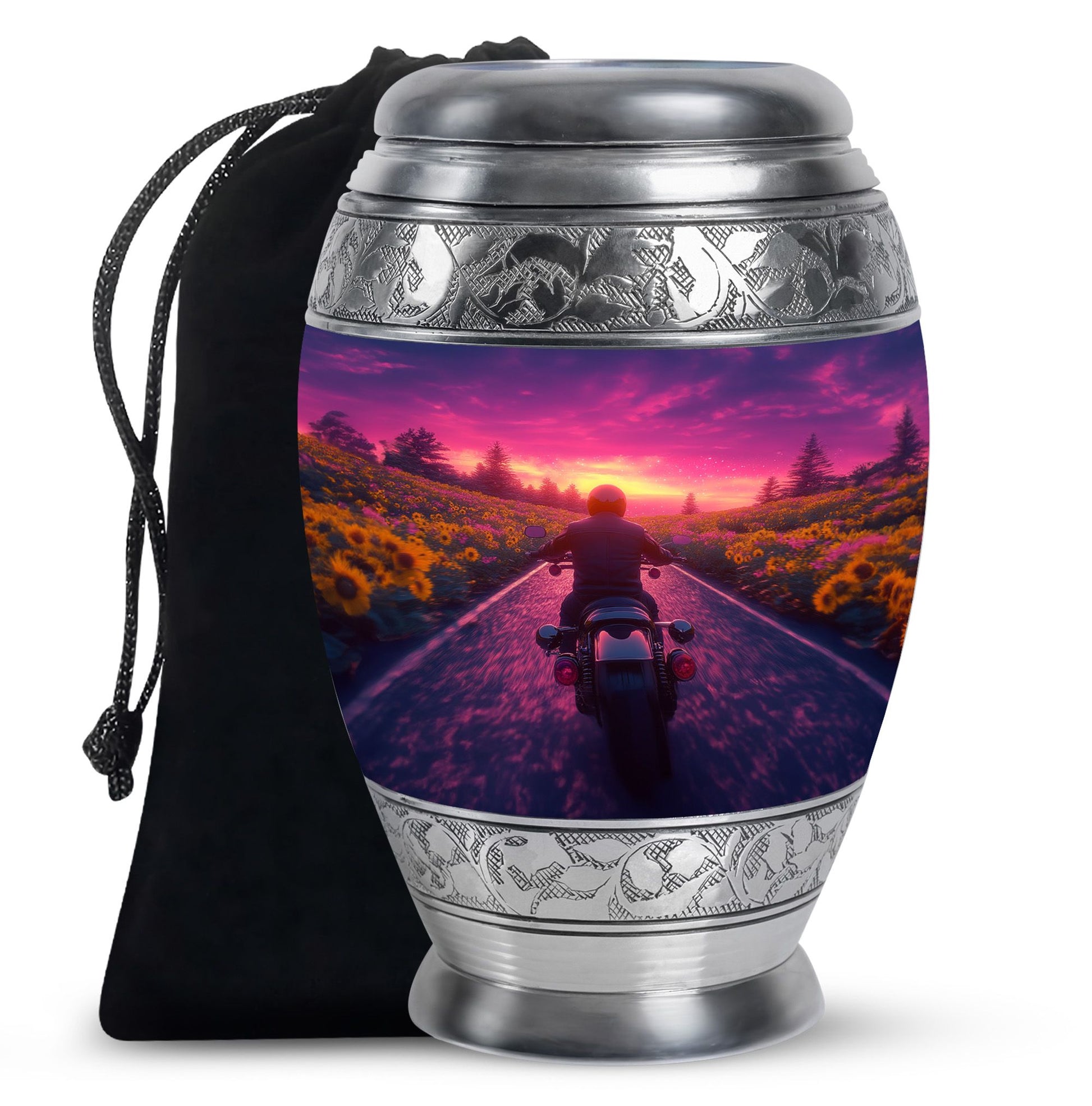 Motorbike Riders Theme Large Urn 10 Inch