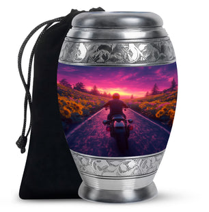 Motorbike Riders Theme Large Urn 10 Inch