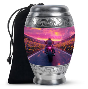 Motorbike Riders Theme Large Urn 10 Inch