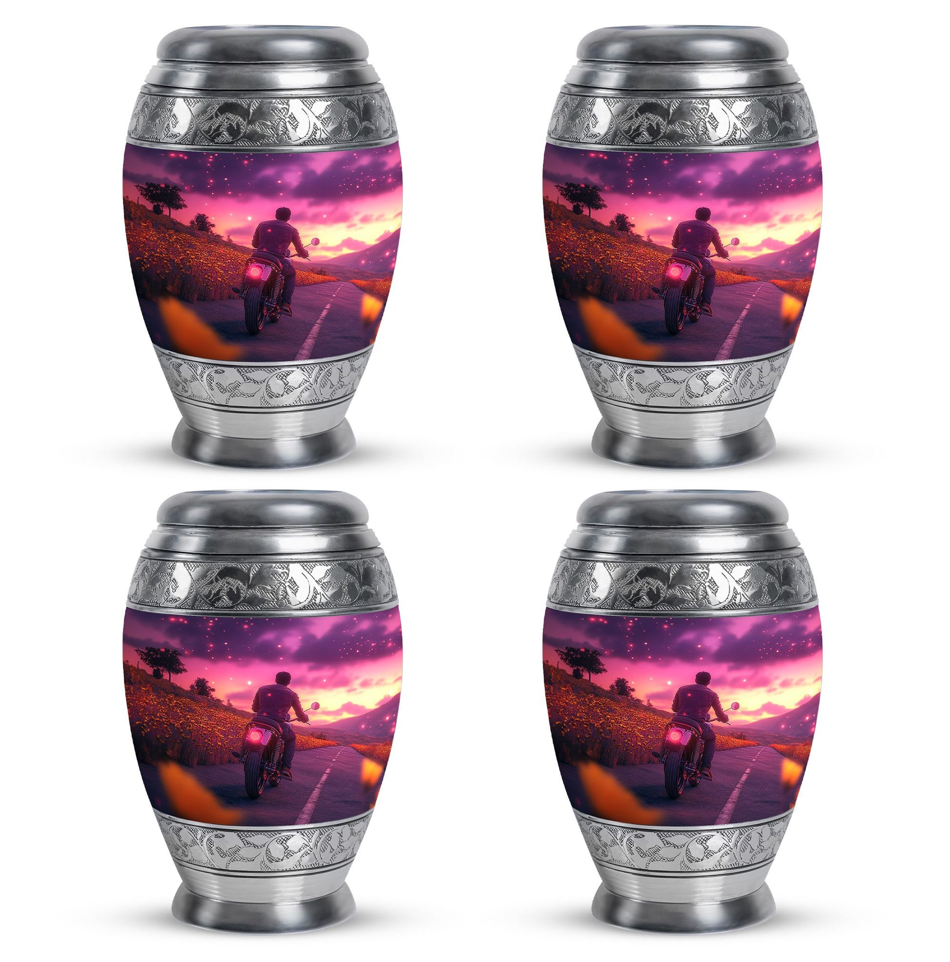 Motorbike Riders Theme 3 Inch Keepsake Pack of 4