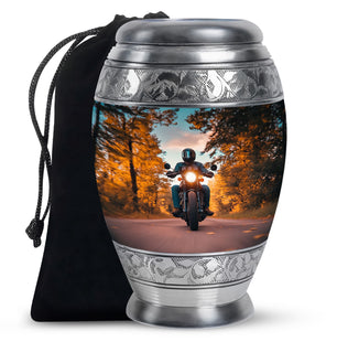 Motorbike Riders Theme Large Urn 10 Inch