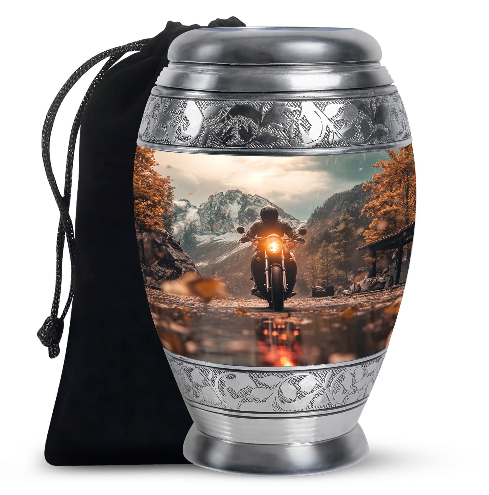 Motorbike Riders Theme Large Urn 10 Inch