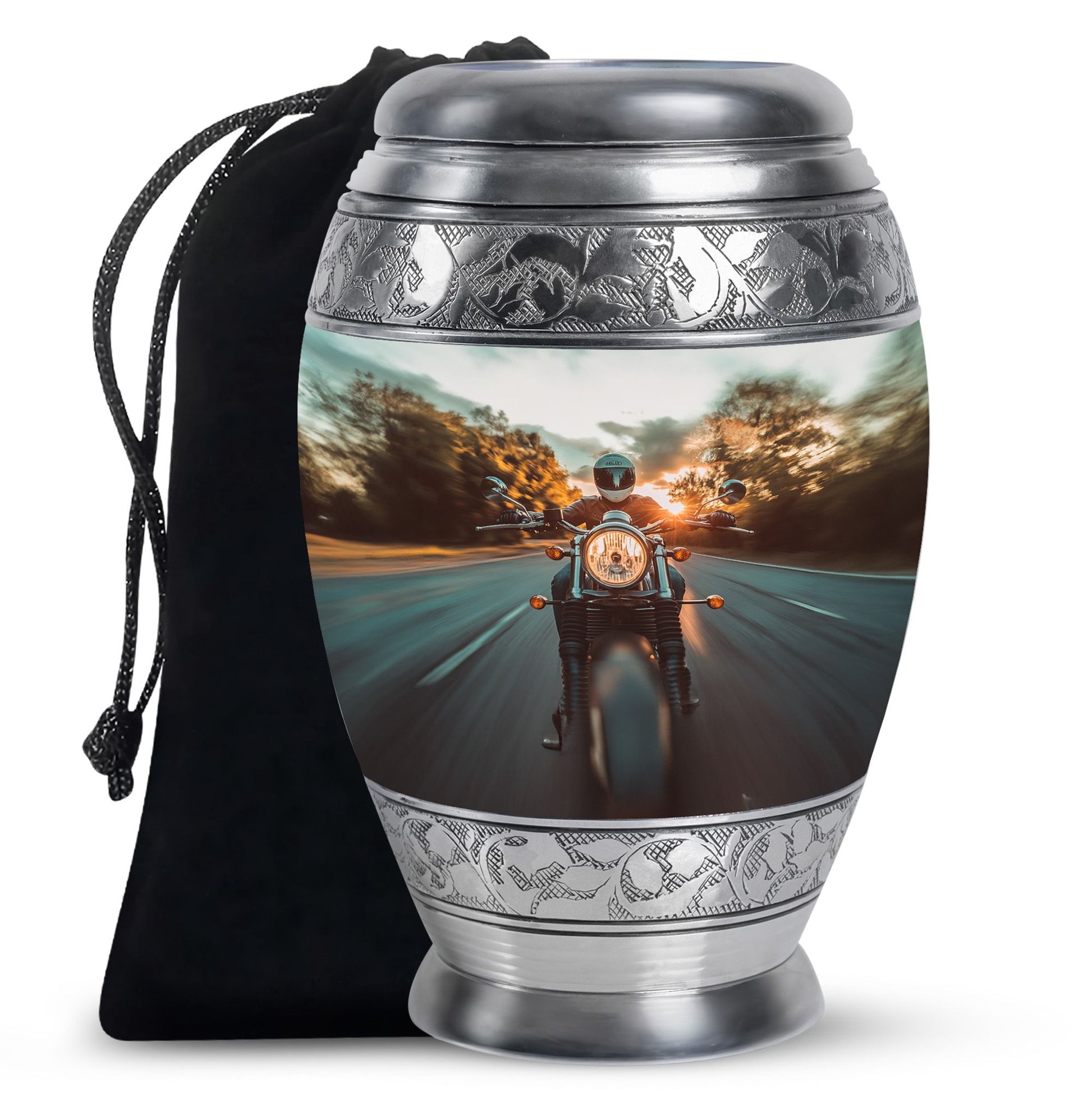 Motorbike Riders Theme Large Urn 10 Inch