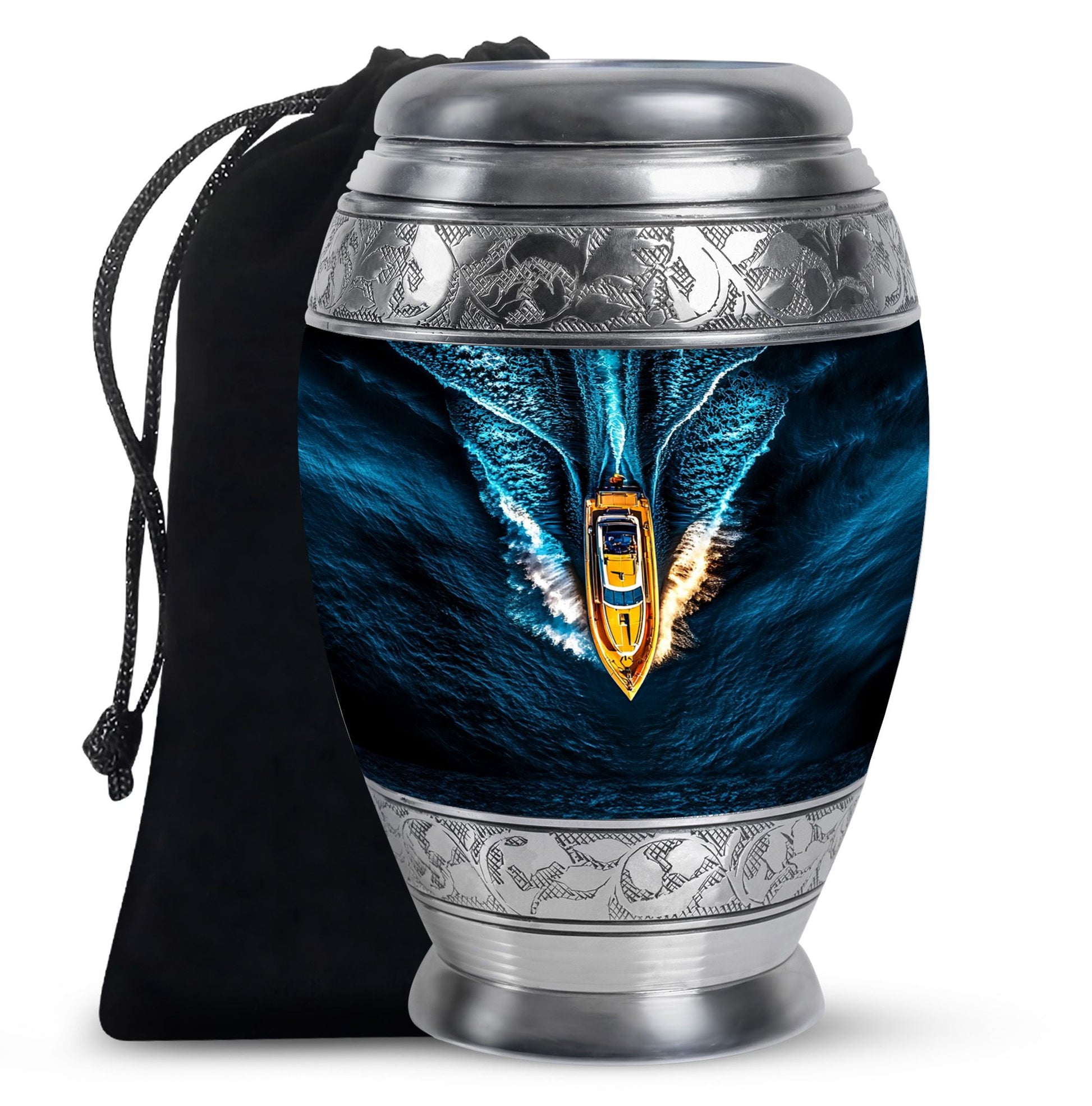 Speed Boat Theme Large Urn 10 Inch