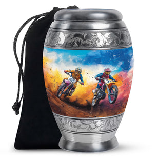 Motorbike Race Theme Large Urn 10 Inch