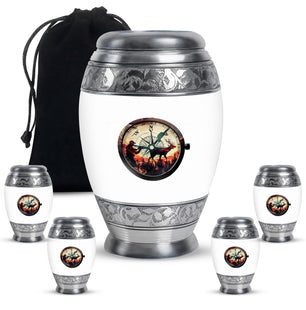 Compass Designer Theme Large Urn With 4 Keepsake Urn