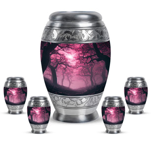 Tree Theme Large Urn With 4 Keepsake Urn
