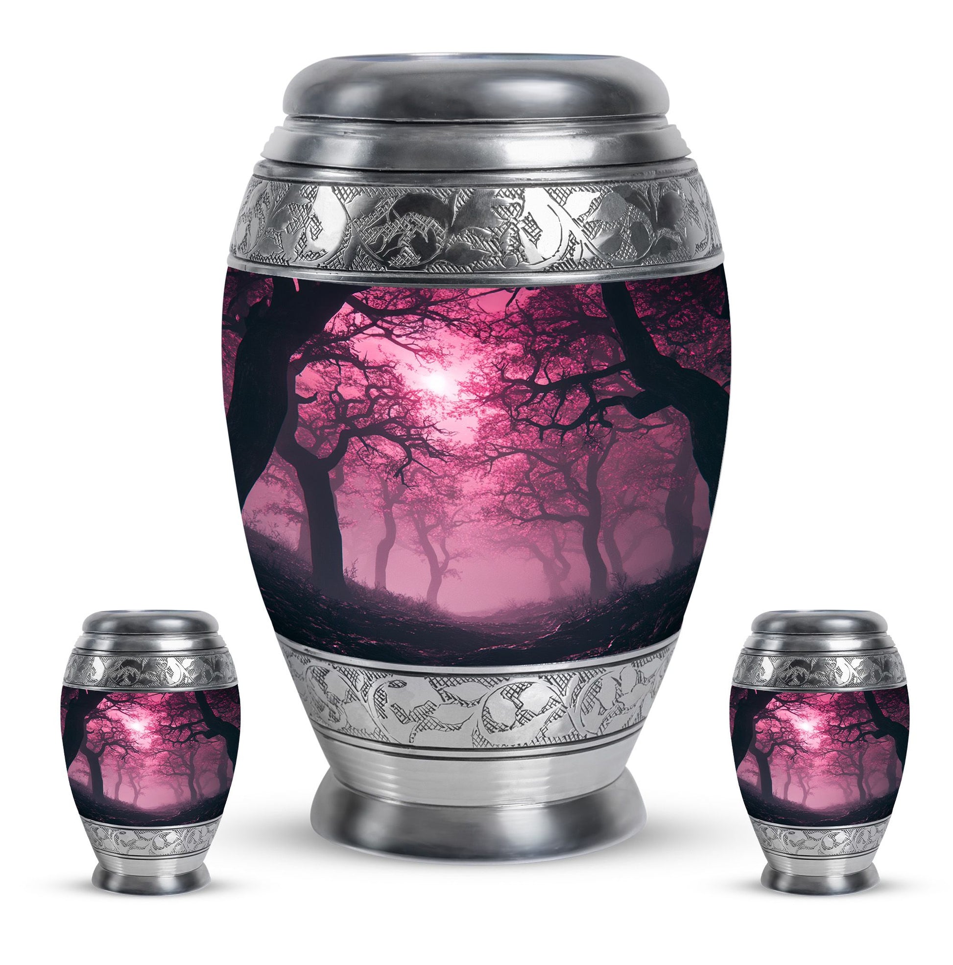 Tree Theme Large Urn With 2 Keepsake Urn