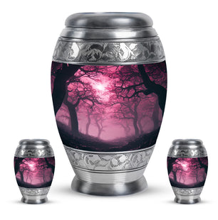 Tree Theme Large Urn With 2 Keepsake Urn