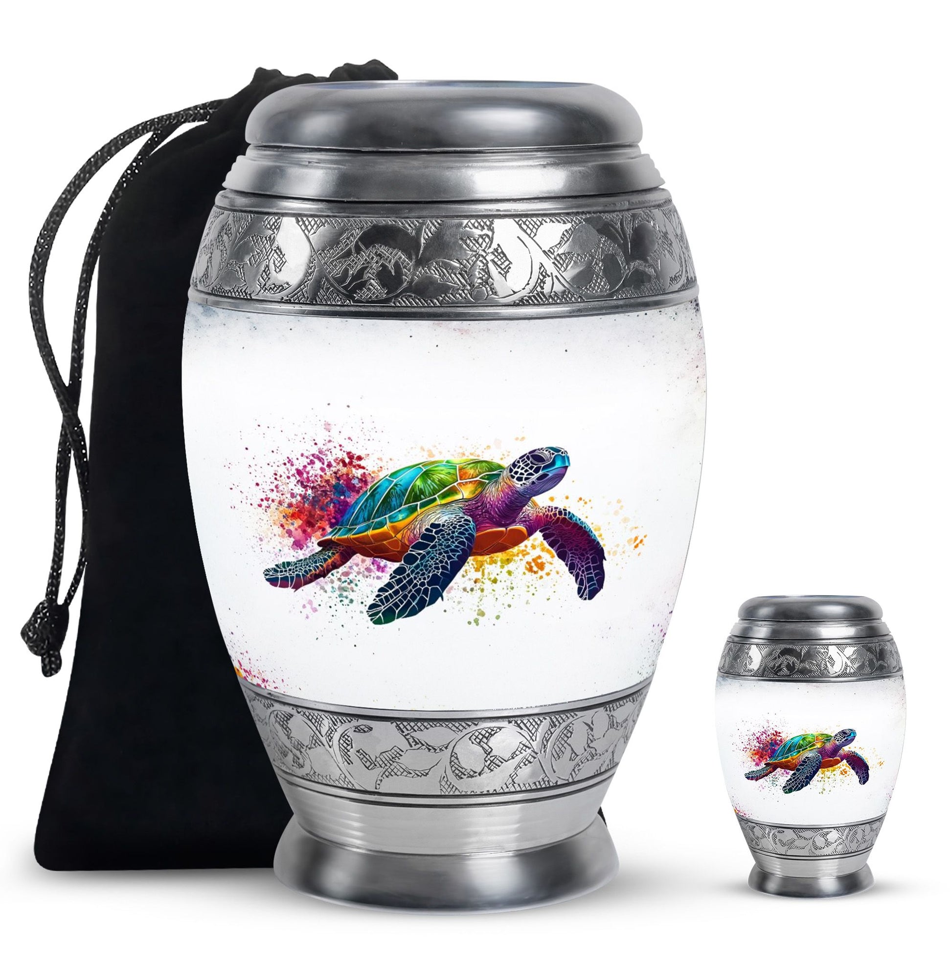 Tortoise Theme Large Urn With 1 Keepsake Urn